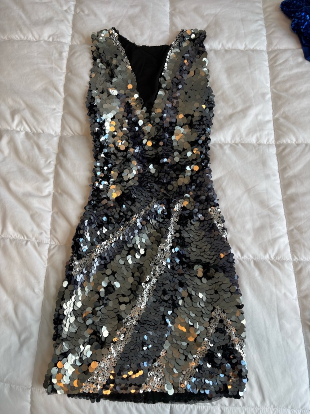 Mango Black and Silver Sequin Mini Dress